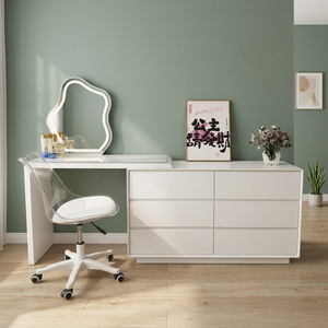 Modern Makeup <b>Vanity</b> <b>Table</b> With Lighted <b>Mirror</b> Storage Desk For Bedroom Furniture - Product Image 2