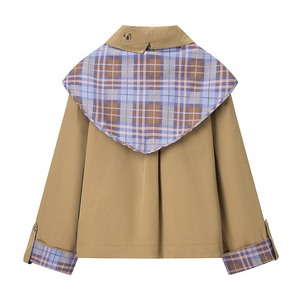 Veste décontractée à manches longues à simple boutonnage de couleur kaki avec col rabattu <span class=keywords><strong>pour</strong></span> femmes - Product Image 2