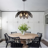 Lustre Bohème Rustique Transfrontalier à LED, Finition Dorée, Forme Fleur, Idéal pour Salle à Manger et Îlot de Cuisine