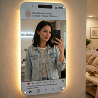Specchio LED con Sensore IP44 Stile Instagram, Insegna Personalizzabile con Nome Utente, Luce per Selfie, per Saloni di Bellezza, Studi di Creazione, Dropshipping