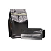 50 pièces sacs à café haute barrière 2 lb pochettes à café à fond plat debout avec valve de dégagement d'air tirette réutilisable fermeture éclair latérale