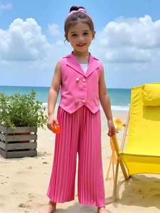 Completo Estivo 2025 per Bambine: Canotta Senza Maniche e Pantaloni con Volant, Set Due Pezzi Casual, Abbigliamento Boutique per Bambini - Product Image 2