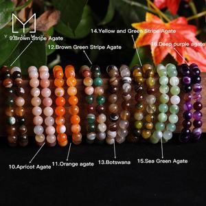 Handgefertigte Armbänder mit Kirschblüten-Spitzenstreifen-Achat in 6mm, 8mm, 10mm für Damen und Herren - Product Image 3