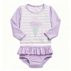 Traje de Baño de Dos Piezas para Niñas, Bikini de Manga Larga, Traje de Baño Elegante para Niñas Pequeñas - Product Image 2