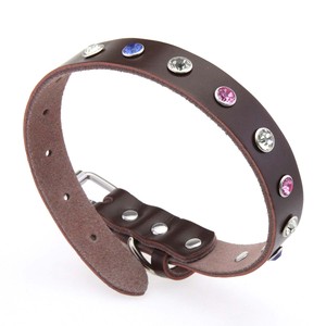 Nuevo Collar <span class=keywords><strong>de</strong></span> Perro <span class=keywords><strong>de</strong></span> Cuero Genuino Suave con Pedrería Brillante, Correa <span class=keywords><strong>de</strong></span> Cuello Acolchada <span class=keywords><strong>de</strong></span> Lujo para Perros Pequeños y Medianos, Gatos - Product Image 3