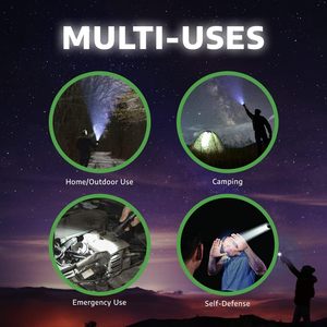 <b>LED</b> Aluminum Alloy Camping Flashlight 600 Lumens <b>Rechargeable</b> 200m Long-Range Multifunctional Zoom <b>Light</b> - Product Image 4