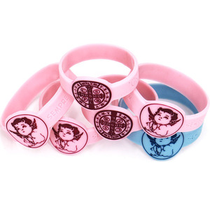 Pulseras de Silicona Personalizadas con Diseño de Ángel, Impermeables, Decorativas para Niños, en Colores Rosa y Azul - Product Image 4