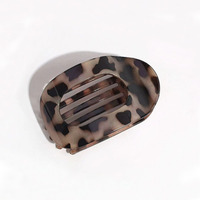 Grande pince à cheveux plate ovale en plastique, motif léopard mat, antidérapante, forte adhérence pour le coiffage, adaptée aux cheveux volumineux