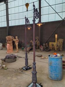 Escultura de iluminação de lâmpada de rua vintage em <span class=keywords><strong>bronze</strong></span> fundido de cobre decorado com grande quintal ao ar livre - Product Image 3