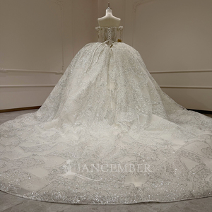 Vestido de Novia Moderno Barroco Xx95 con Encaje, Corsé con Cuentas de Cristal, Escote Corazón, Cola Capilla, Sin Espalda, Largo hasta el Suelo - Product Image 4