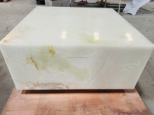Đá tự nhiên đồ nội thất tùy chỉnh trắng xanh Onyx Đá Cẩm Thạch Bàn cà phê phòng khách trung tâm bảng vuông Cube Onyx ngọc Bàn cà phê - Product Image 5