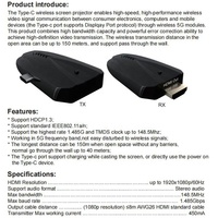 Kit d'extension sans fil USB-C vers HDMI Xput 150M TX RX 1080P 60Hz, adaptateur de transmission vidéo Full HD pour téléviseur, moniteur, projecteur