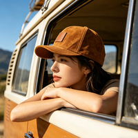 Gorra de Béisbol Personalizada con Visera de Cuero de Gamuza, Gorra Deportiva Retro de Algodón con Visera de Gamuza y Parches