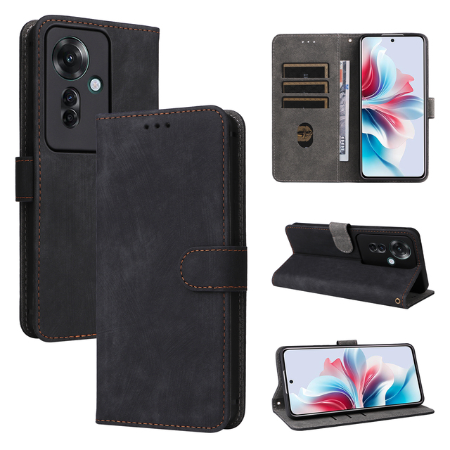 Camera Protection Leather Case RFID Blocking Card Holder Wallet Case for Oppo Reno11 F 5G/Reno 11F 5G/F25 Pro 5G Leather Case