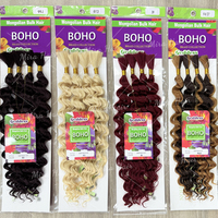 Mèches à tresser 4X 22 pouces, cheveux synthétiques bouclés en vrac pour tresses au crochet style Boho Goddess, extensions de cheveux ondulés