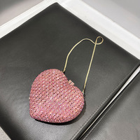 Pochettes de Soirée Luxe Rose Cœur d'Amour pour Femme, Sacs à Main de Mariée en Strass, Sacs de Mariage, Minaudières de Dîner