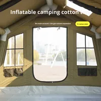 Tente gonflable de glamping portable quatre saisons Oxford pare-soleil imperméable double couche deux chambres à coucher salon vert 8 + 8 Camping