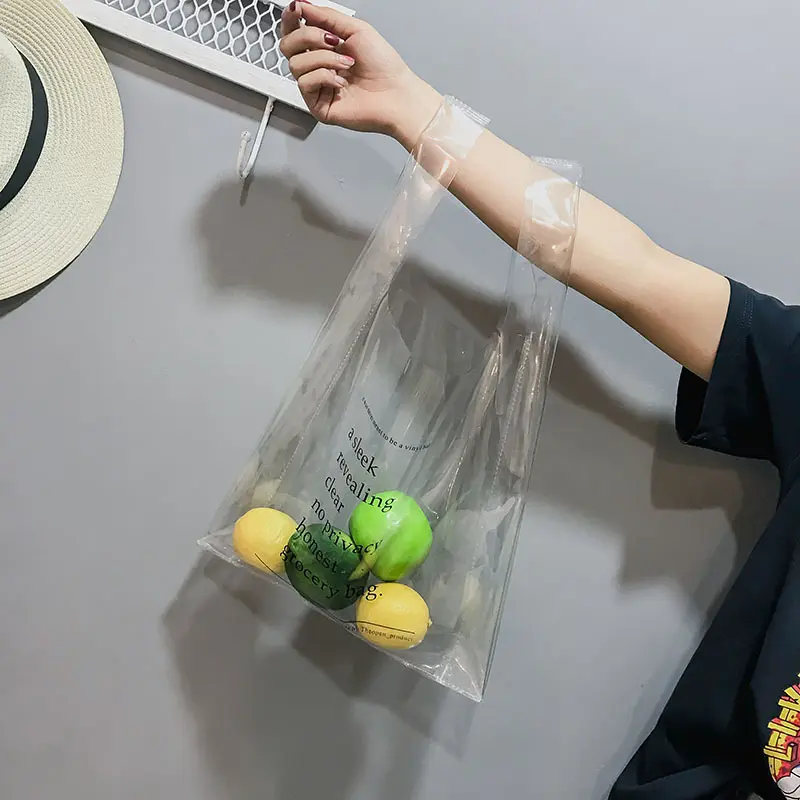 Bolso de mano con estampado personalizado, bolsa de maquillaje transparente de PVC, a la moda