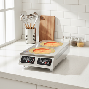 Edelstahl Elektrischer Hochleistungs-Infrarot-Keramikkocher mit 3500W und 2 Brennern für Gewerbliche Nutzung mit Microlite-Panel und Intelligenter Steuerung - Product Image 1