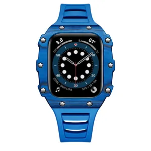 יוקרה סיליקון להקת RM פחמן סיבי שעון מקרה עבור אפל שעון חכם Iwatch סדרת 7