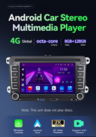 Autoradio Android 14 2DIN 4+64 Go avec GPS intégré pour VW Passat B6/B7 CC T5 Amarok Octavia2 Superb Golf - Écran tactile HD