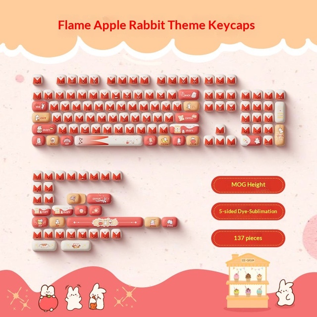 Akko Bunny for Keycap Set Theme Mechanical Keyboard 137 Pieces DIY Sublimation Full Set Multi-Language Support Made in China