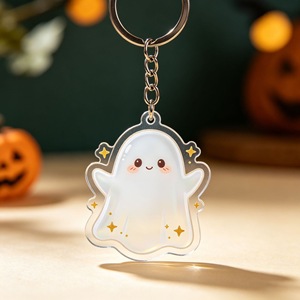 Porte-clés en acrylique mignon pour Halloween, motif citrouille, fantôme, sorcière, squelette, breloque de sac, décoration de fête, cadeau - Product Image 5