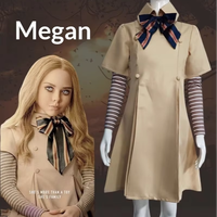 Kit de Costume Cosplay MeGAN avec Nœud Papillon et Manches, Tenue de Film et de Télévision, Robe Réplique pour Halloween et Carnaval, Idéal pour Jeu de Rôle