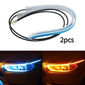 2 Stück DRL LED-Streifen Blinker Licht Gelb Hell Flexibel Blinker Lampe Tagfahrlicht Für Auto Scheinwerfer 12V
