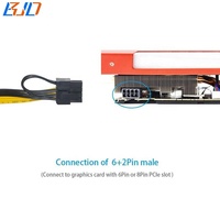 Câble d'alimentation PCI-E 6 broches mâle vers 8 broches 6+2 broches pour carte graphique GPU, 18AWG 0,5M 0,6M 0,8M pour serveur DELL HP, carte de dérivation d'alimentation