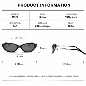 Lunettes de soleil œil de chat personnalisées Sunray avec logo, monture TR90, verres TAC, protection UV400, légères, tendance, pour femmes, style adulte - Product Image 3