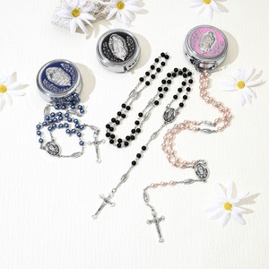 Chapelet artisanal en perles imitation perle et verre, Notre-Dame de la Vierge <span class=keywords><strong>Marie</strong></span>, catholique, pour cadeau de baptême - Product Image 6