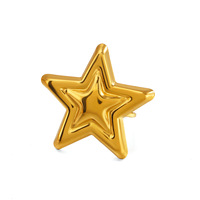Tren Mode Eropa dan Amerika Cincin Baja Titanium Pentagram Minimalis Desain Unik Cincin Bintang Trendi
