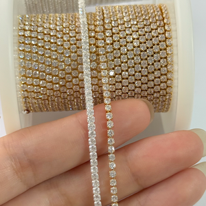 Vintage 14K catene in pietra zircone pieno d'oro fai da te bracciale permanente creazione gioielli 2mm artiglio impostazione <span class=keywords><strong>catena</strong></span> in <span class=keywords><strong>argento</strong></span> Sterling - Product Image 3