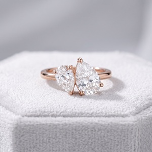 แหวนแต่งงานเพชร CVD ทรงกลม 2 กะรัต หรูหรา แหวนทองคำขาว 14K แบบกำหนดเองสำหรับผู้หญิง เครื่องประดับชั้นดี - Product Image 1