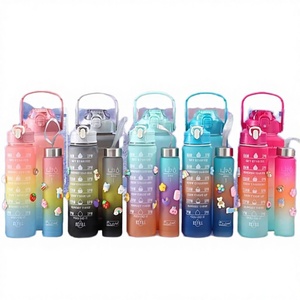 Botella de Agua Deportiva de Plástico Ecológica 3 en 1 de 2L con Marcador de Tiempo para Camping y Gimnasio, en Oferta - Product Image 2