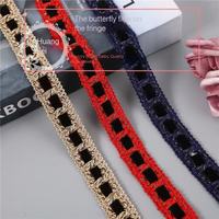 Ruban tissé bicolore en polyester et coton, velours, 2,2 cm, pour vêtements et accessoires textiles de maison, vente en gros