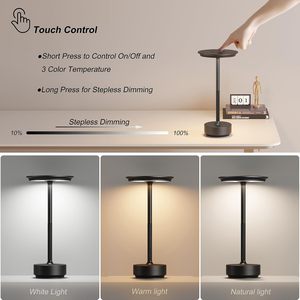 Lampe de table LED sans fil de luxe au design moderne en fer, sur batterie, pour hôtels, bars, salons, lecture, restaurants et décorations intérieures - Product Image 2