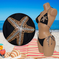 S719 usine vie marine strass Patch Bikini maillot de bain brillant deux pièces Bikini cristal natation maillot de bain