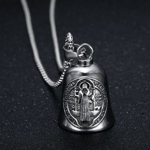 Colgante Retro de San Benito, Campana de Acero Inoxidable, Amuleto Religioso, Collar Geométrico, Regalo - Product Image 4