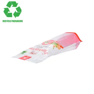 Eco amigável reciclar saco de plástico PE de canto redondo de 8 onças e 120 mícrons, saco de embalagem com zíper forte e de boa posição