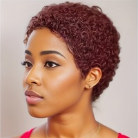 Vente en gros de cheveux humains brésiliens bouclés courts Remy, fabriqués à la machine pour perruque, couleur naturelle, sans pointes fourchues, pour femmes