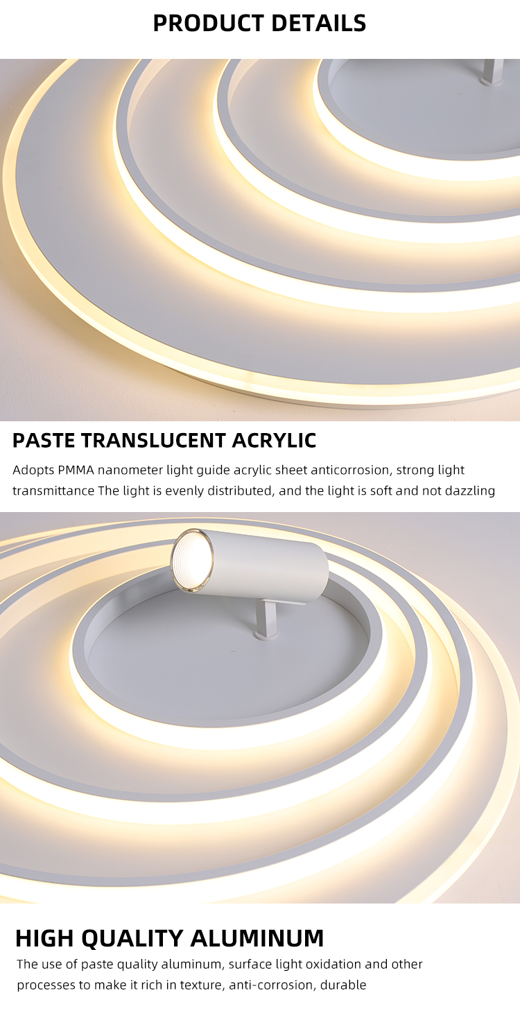 Modern Iron Acrylic Round White Benroom Home Living Room Hotel Led Ceiling Lamp