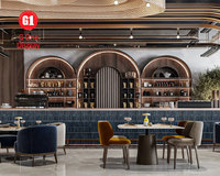 Meubles commerciaux tendance, armoires de restaurant, comptoir modulaire pour café, éclairage LED, designs d'intérieur