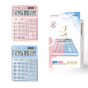 Colorful Pink Calculator Manufacturer CT-140E 2 Way Power Battery Solar Standard Function Office Calculators China