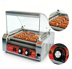 Máquina de Asar <span class=keywords><strong>Salchichas</strong></span> de Acero Inoxidable, Parrilla Comercial para <span class=keywords><strong>Salchichas</strong></span> con Dos Zonas de Calentamiento y Cubierta de Vidrio Transparente - Product Image 2