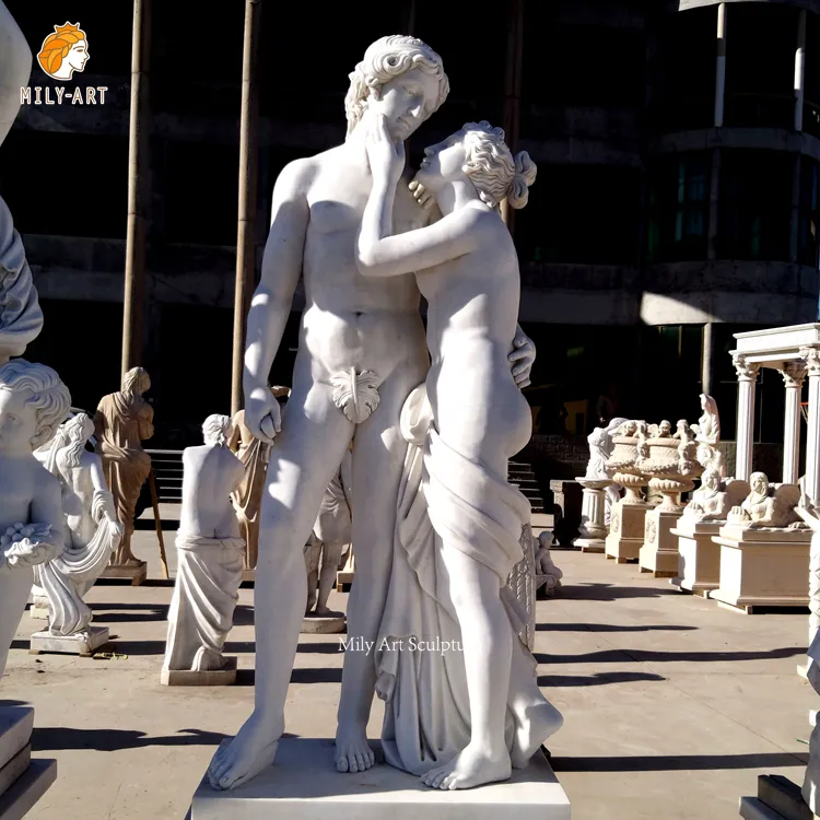 Lebensgröße klassische Naturstein handgeschnitzte Venus und Adonis Marmor griechische Figur Statue