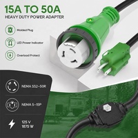 Adaptateur de courant électrique pour camping-car avec protection contre les surcharges, 50 ampères, 110 volts, cordon adaptateur NEMA 5-15P vers NEMA SS2-50R avec disjoncteur