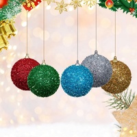Nouveau produit bricolage couleur naturelle boule de noël décoration suspendue ronde paillettes mousse boules de noël pour la décoration intérieure