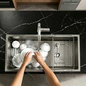 Évier de cuisine en acier inoxydable 304 fait main 830*450*228mm, design à bords fraisés, grand bac unique, nano, style coréen, très vendu - Product Image 2